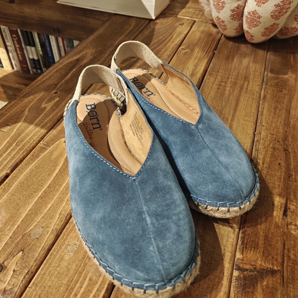 Born Blue Suede Slip-On Shoes